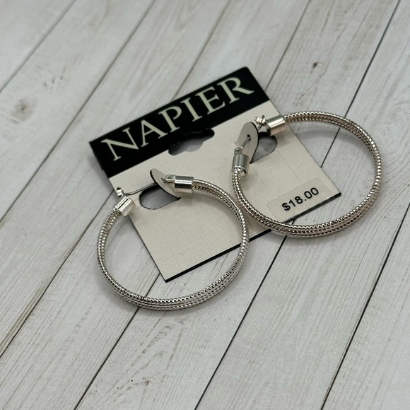 NWT Napier Silver Multistrand Hoop Earrings - Picture 2 of 6